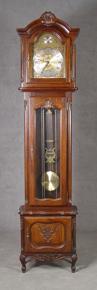 Appraisal: Oak Tall Case Clock th Century French Provincial design Hood