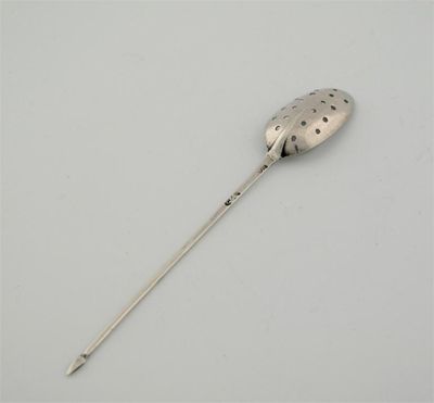 Appraisal: A George I II rattail mote spoon with drilled holes