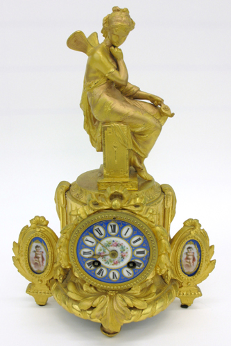 Appraisal: FRENCH JAPY FRERES GILT BRONZE STATUE CLOCK time and bell