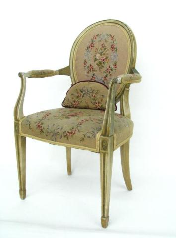 Appraisal: French Style Bergere' Chair With Tapestry upholstery and painted and