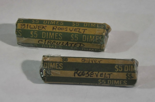 Appraisal: Two Circulated Rolls of Silver Roosevelt DimesVarious dates and grades