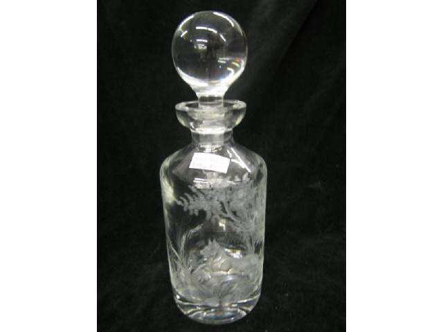 Appraisal: Etched Crystal Decanter intaglio scene of lion