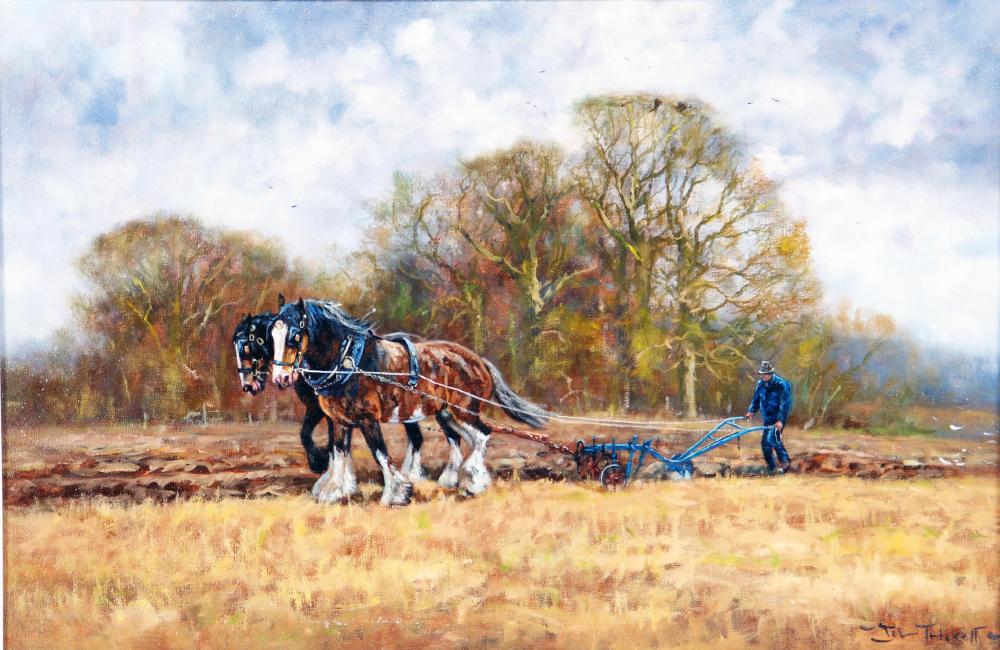 Appraisal: JOHN TRICKETT - The Plough Team oil on canvas signed