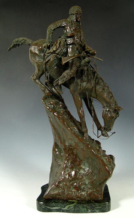 Appraisal: AFTER REMINGTON MOUNTAIN MAN BRONZE After Frederic Remington ''Mountain Man''