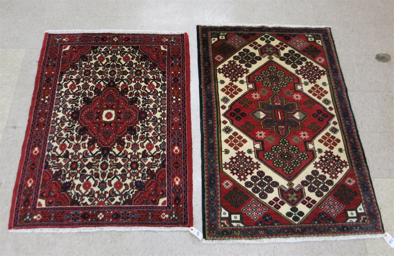 Appraisal: TWO PERSIAN AREA RUGS both hand knotted sizes ' x