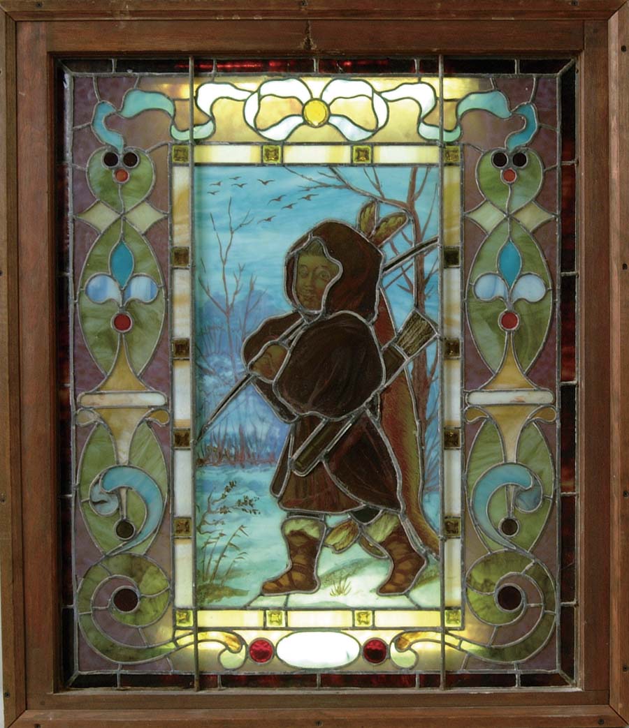 Appraisal: LEADED STAINED GLASS WINDOW Wonderful leaded and stained window has