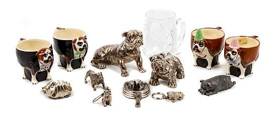 Appraisal: A Group of Fourteen Bulldog Figures and Cups Height of