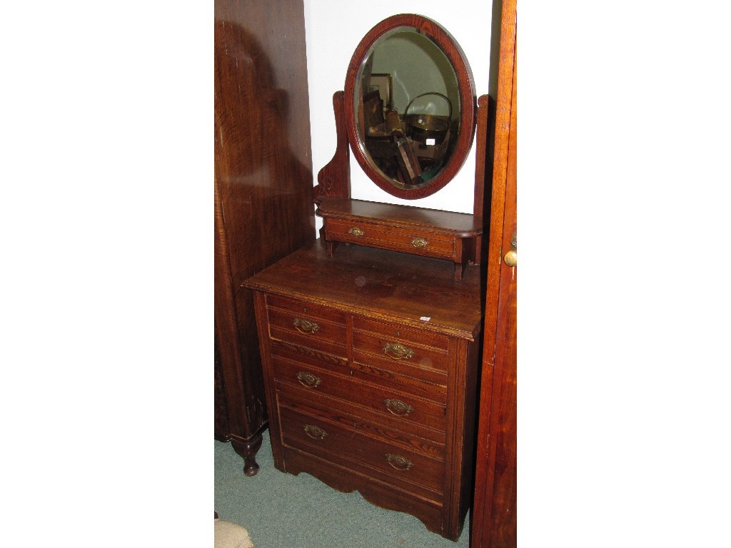 Appraisal: Walnut wardrobe and two oak dressing chests