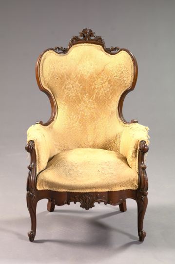 Appraisal: American Rococo Revival Walnut Armchair third quarter th century the