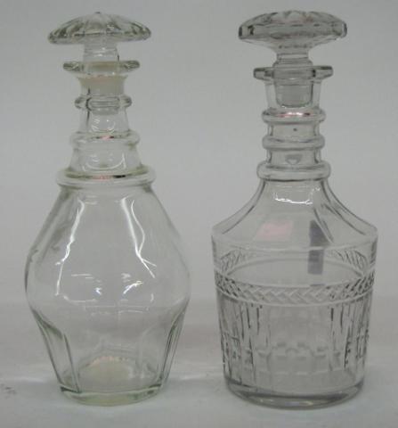 Appraisal: Two Crystal Decanters one with etched eagle commemorative '' tall