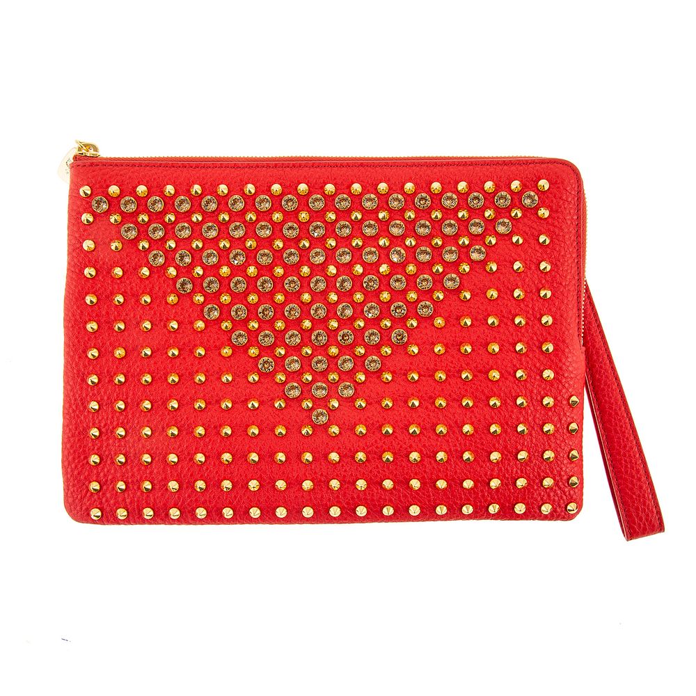 Appraisal: A MCM Studs Clutch A red grained leather MCM clutch