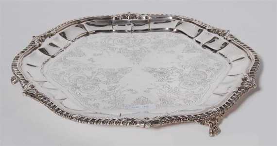 Appraisal: FOOTED PLATTER London Maker's mark John Wren -edged platter on