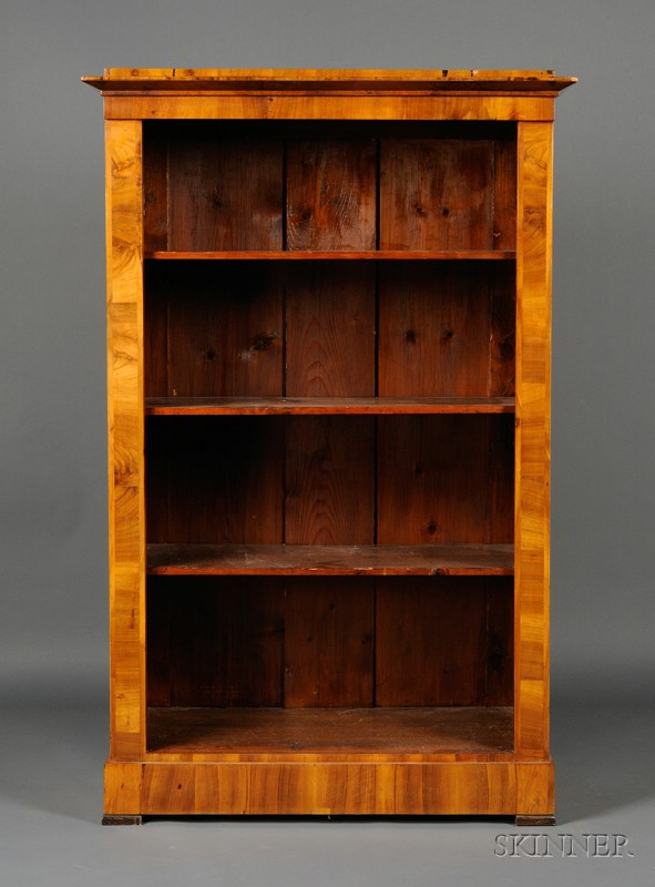 Appraisal: Biedermeier Walnut Open Bookcase c rectangular stepped top and conforming