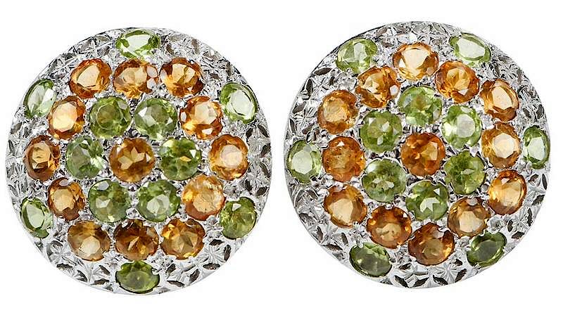 Appraisal: kt Gemstone Earclips each with round faceted peridot round faceted