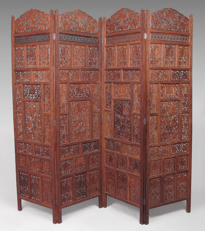 Appraisal: THAI CARVED AND PIERCED PANEL FLOOR SCREEN Carved and pierced