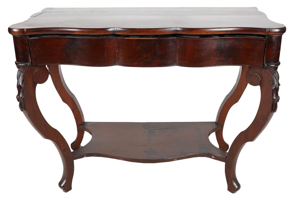 Appraisal: AMERICAN ROCOCO STYLE MAHOGANY SIDE TABLEwith a single drawer with