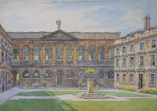 Appraisal: BERNARD CECIL GOTCH - Queen's College back Quad signed watercolour