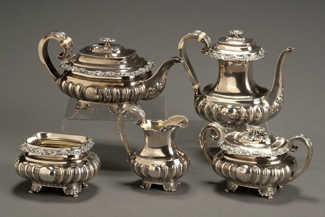 Appraisal: Gorham Sterling Five-Piece Coffee and Tea Service Providence Dated Consisting