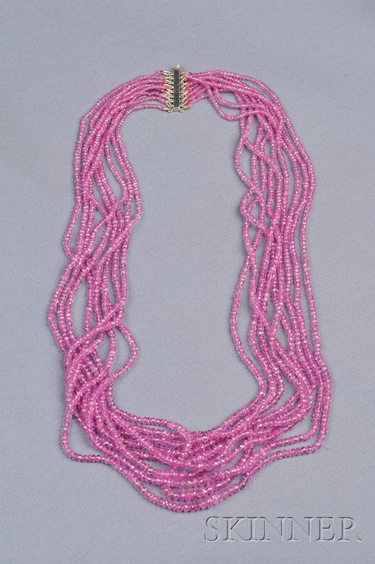 Appraisal: Multi-strand kt Gold and Pink Sapphire Necklace composed of nine