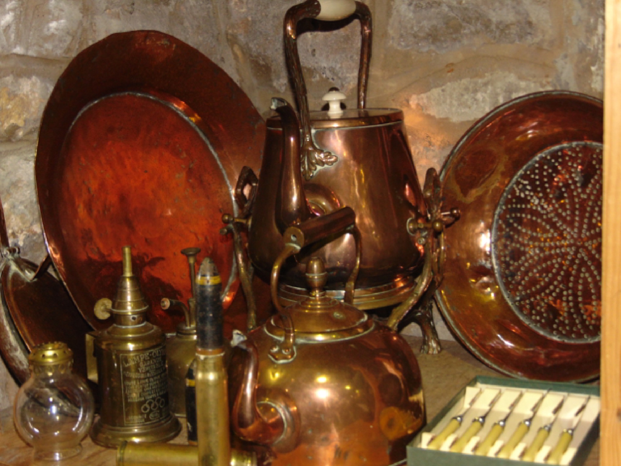 Appraisal: A collection of antique copper wares to include a kettle