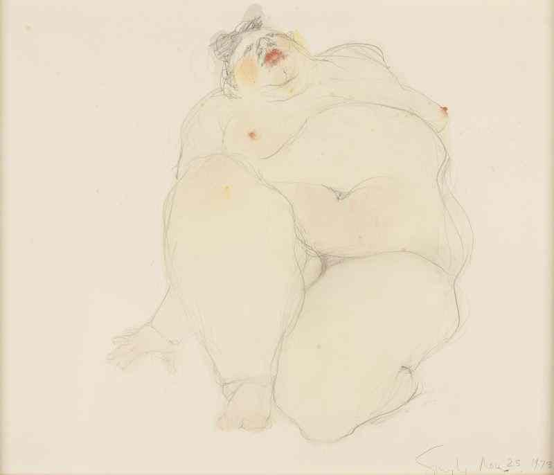 Appraisal: Susan Smyly NY - Nude Drawingpencil and colors on paper