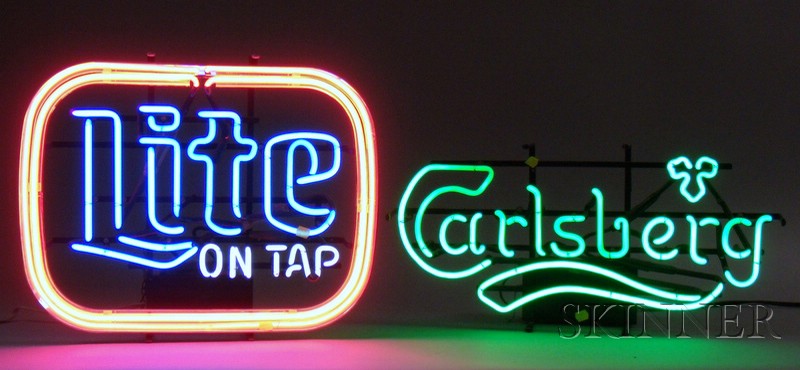 Appraisal: Vintage Carlsberg Beer and Lite Beer on Tap Advertising Neon