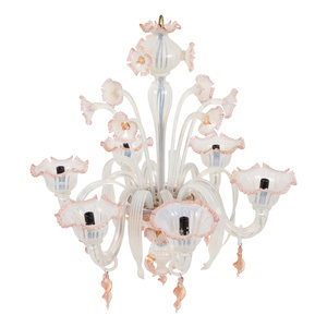 Appraisal: A Murano Art Glass Six Arm Chandelier includes one extra