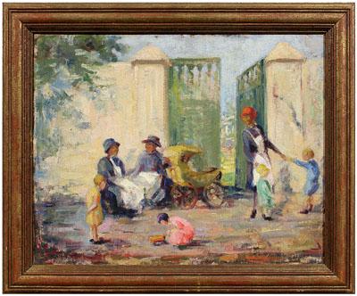 Appraisal: Charleston painting Marguerite Miller Charleston South Carolina born nannies with