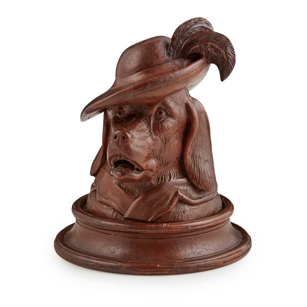 Appraisal: BLACK FOREST DOG-FORM INKWELL LATE TH EARLY TH CENTURY carved