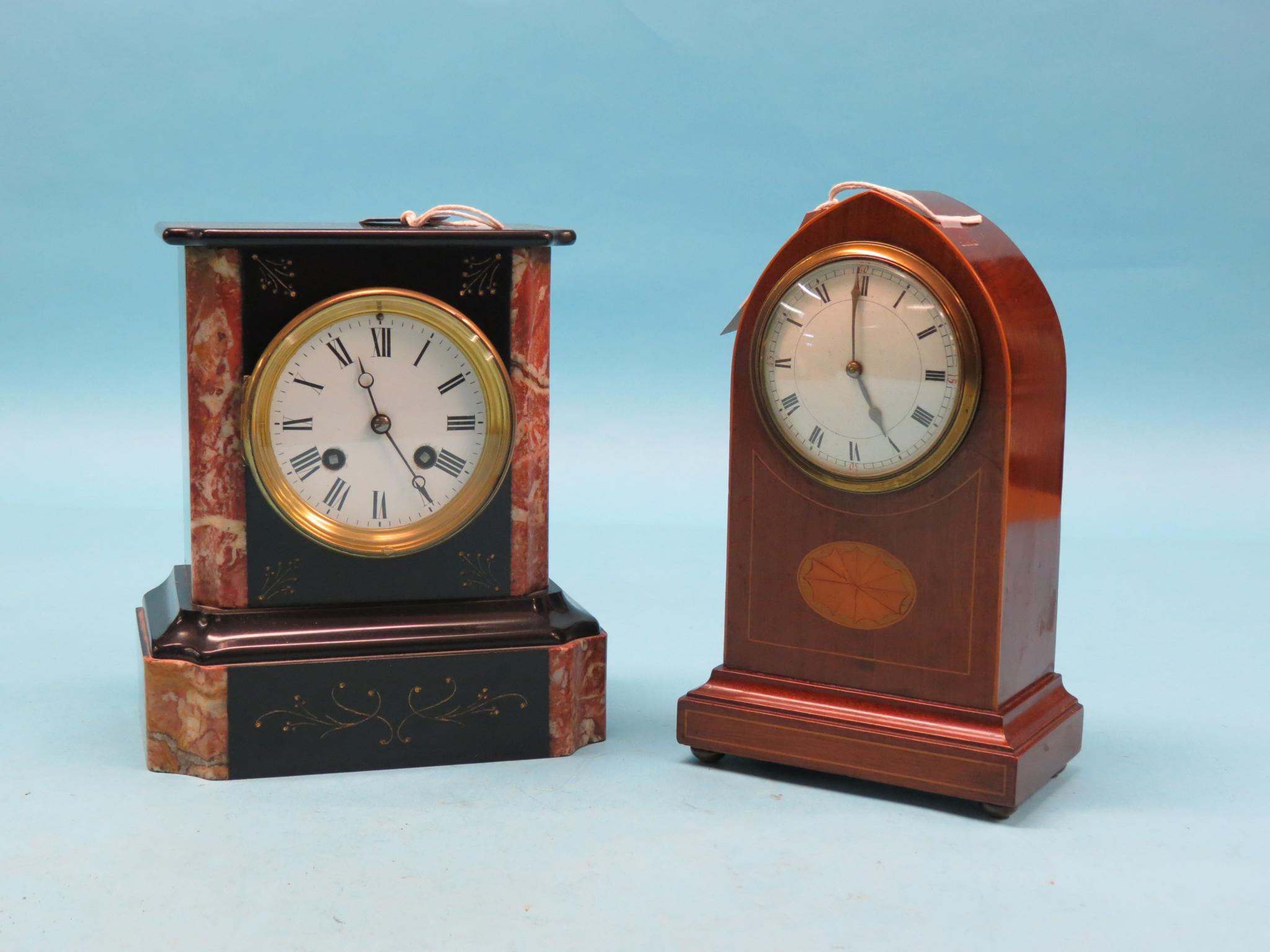 Appraisal: A Victorian black slate mantel clock enamelled dial and French