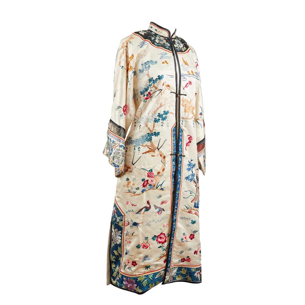 Appraisal: IVORY GROUND SILK EMBROIDERED LADY'S ROBE LATE QING DYNASTY-REPUBLIC PERIOD