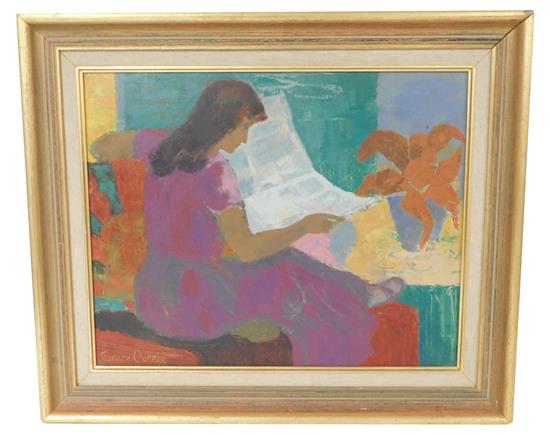 Appraisal: Bruce Currie American b Figure with Newspaper oil on masonite