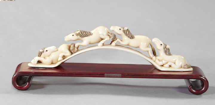 Appraisal: Japanese Carved and Engraved Tusk Ivory Group of Four Kneeling