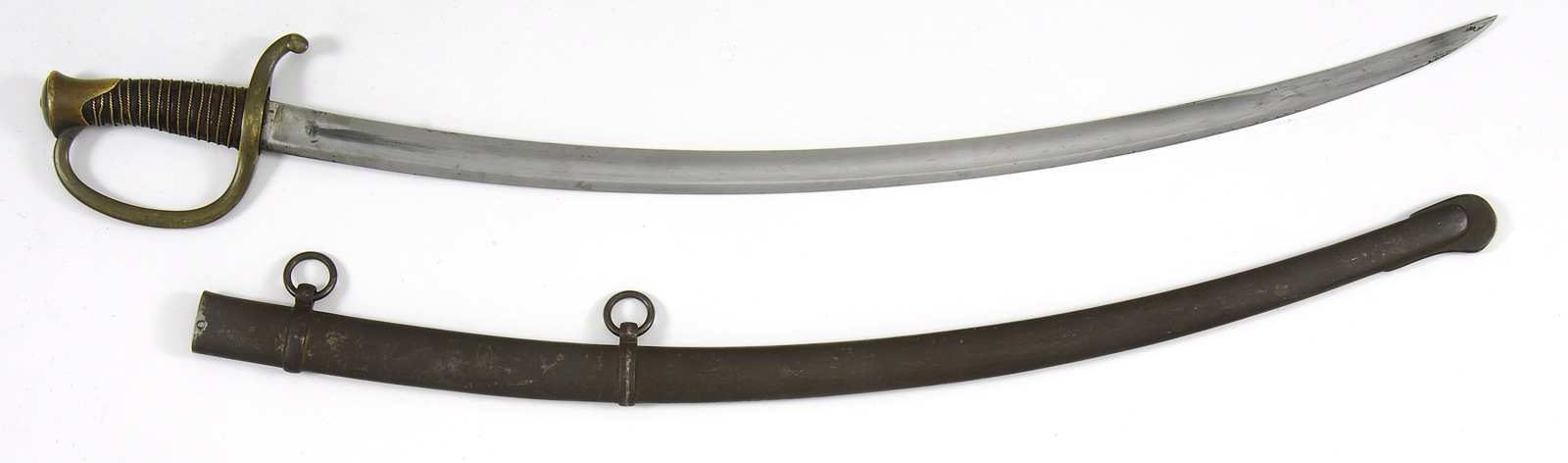 Appraisal: CIVIL WAR-ERA ARTILLERY SABER AND SCABBARD Unmarked Length of blade