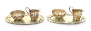 Appraisal: A Pair of German Silver-Gilt Creamer and Sugar Sets comprising