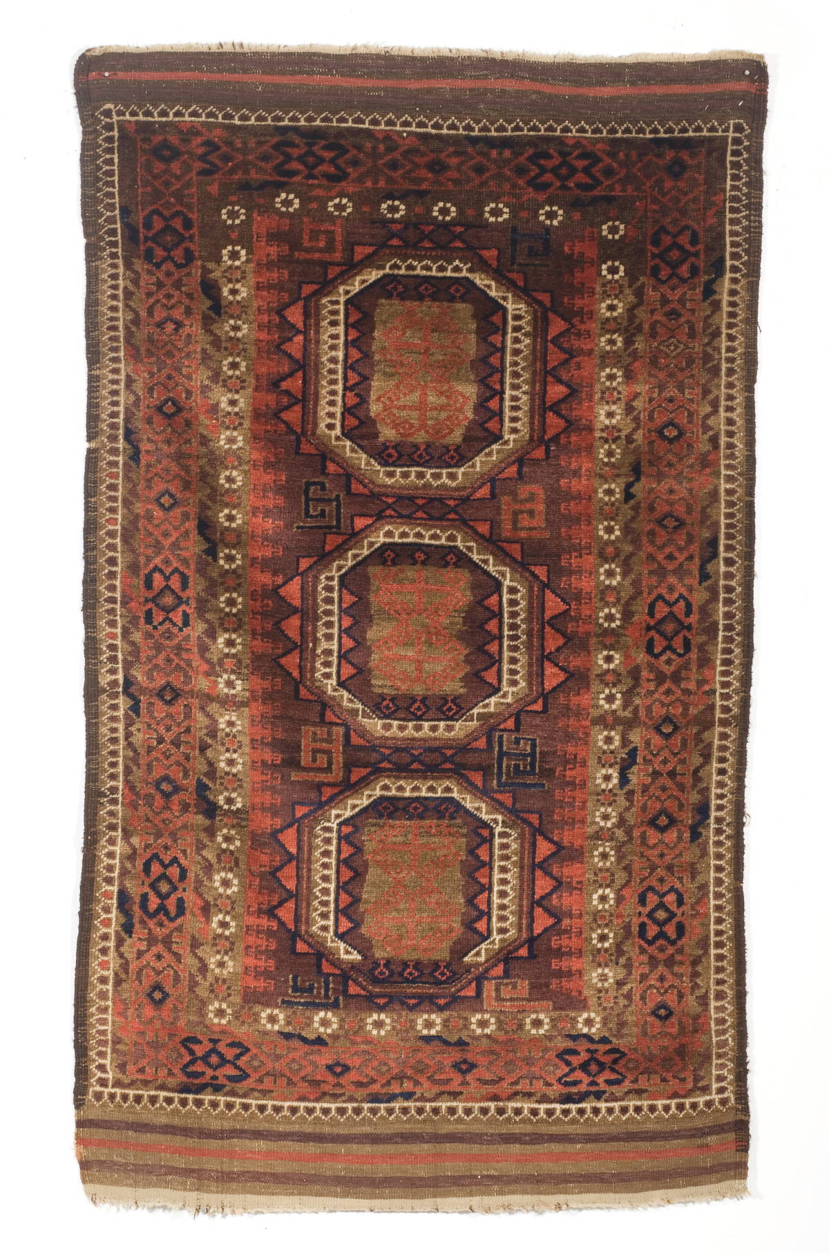 Appraisal: BELOUCH RUG EAST PERSIA CIRCA The aubergine field with three