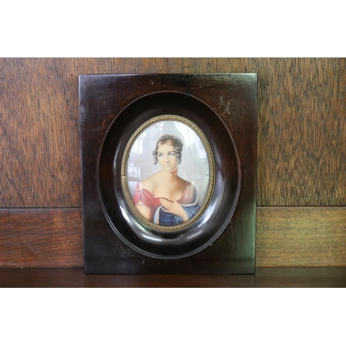 Appraisal: French oval miniature of a young lady approx cm x