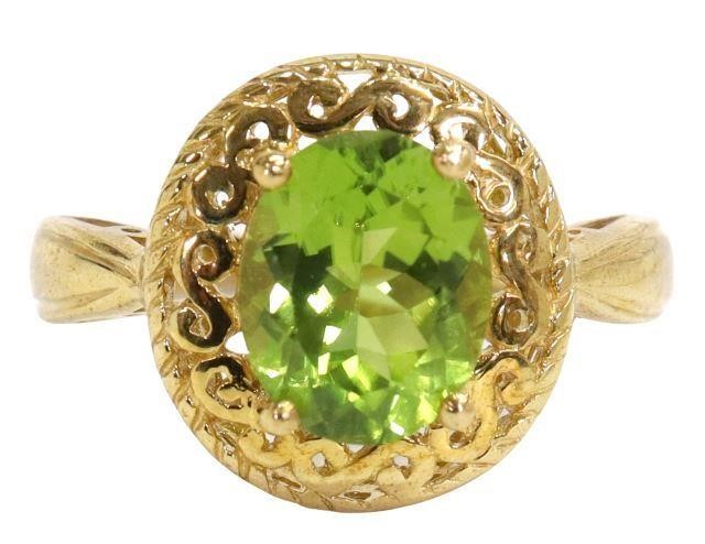 Appraisal: Estate kt yellow gold ring an openwork bezel enclosing oval