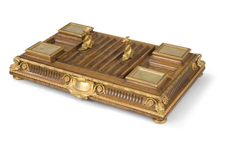 Appraisal: A French walnut and gilt-bronze-mounted desk stand late th century