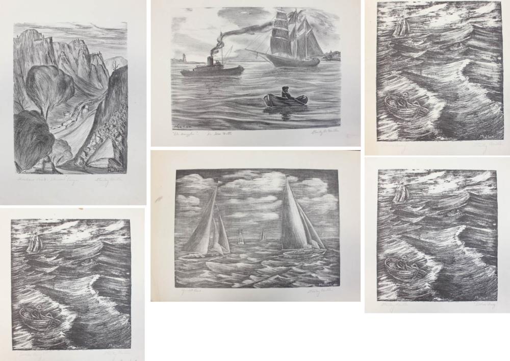 Appraisal: STANLEY MULLEN Colorado - seven stone lithographs Yacht Race Glenwood