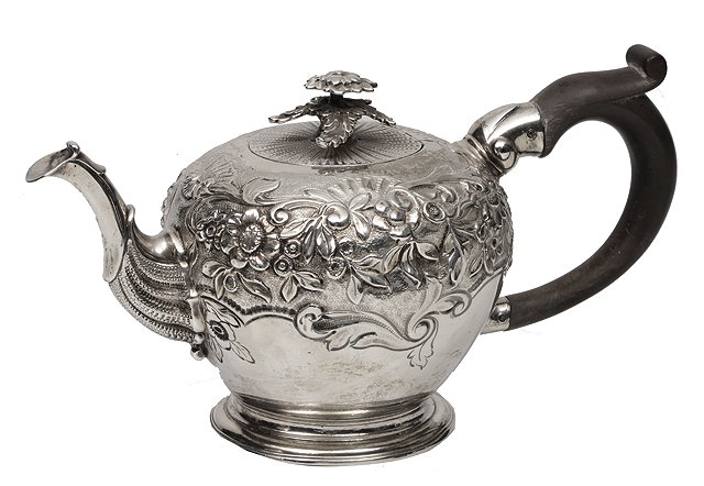 Appraisal: A GEORGE II SILVER BULLET SHAPED BACHELORS TEAPOT with later