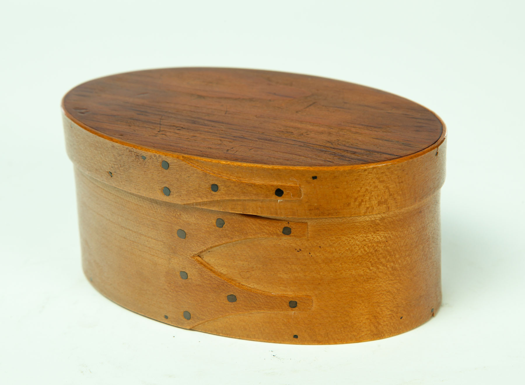 Appraisal: SHAKER BOX Late th century Oval bentwood box with three