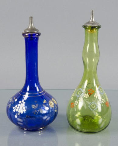 Appraisal: Two Victorian Barber BottlesBoth decorated with enameled florals and hand-painted