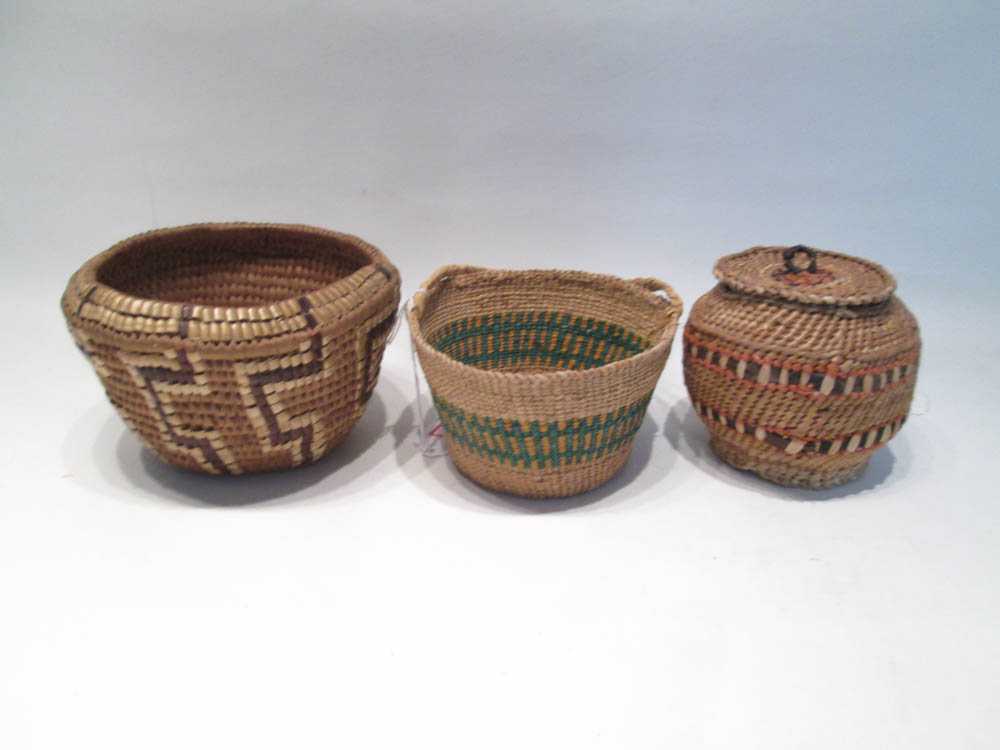 Appraisal: FIVE NATIVE AMERICAN PUGET SOUND AREA BASKETS including two Makah