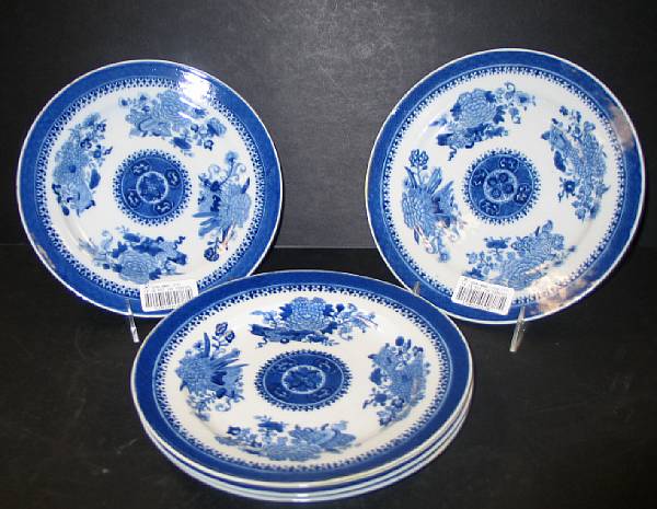 Appraisal: Six blue and white export porcelain dinner plates th Century