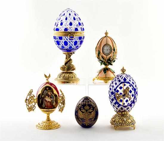 Appraisal: House of Faberge collection of eggs Crystal Carousel egg H