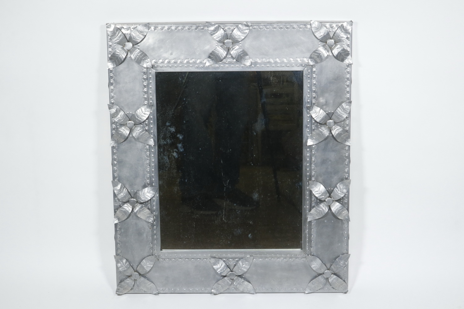 Appraisal: CUSTOM MADE WALL MIRROR Custom made wall mirror with punched