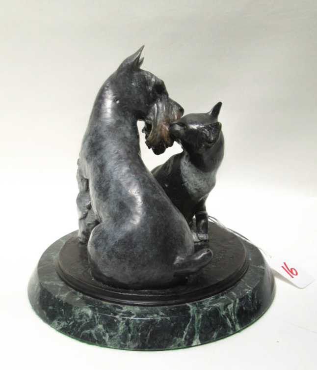 Appraisal: R WILLIAM BANE AMERICAN B BRONZE SCULPTURE dog and cat