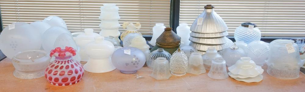 Appraisal: COLLECTION OF ASSORTED PREDOMINANTLY MOLDED MILK AND ETCHED GLASS LAMP