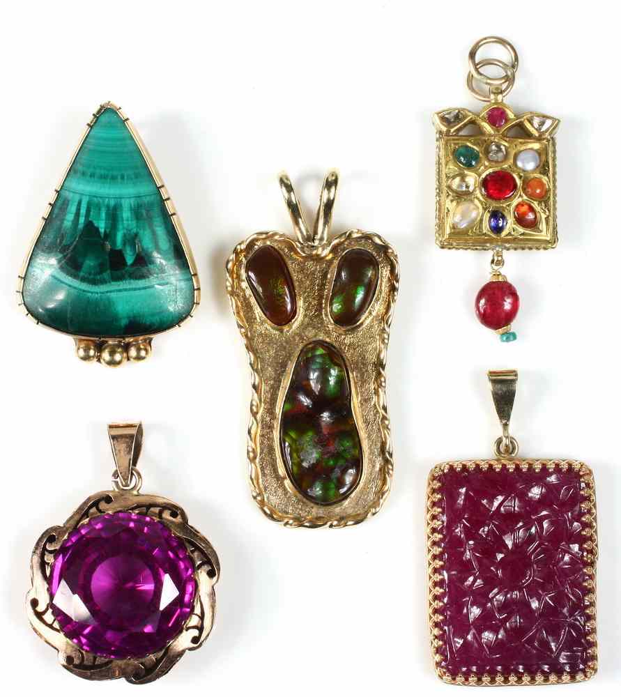 Appraisal: PENDANTS - Lot of assorted K yellow gold and stone